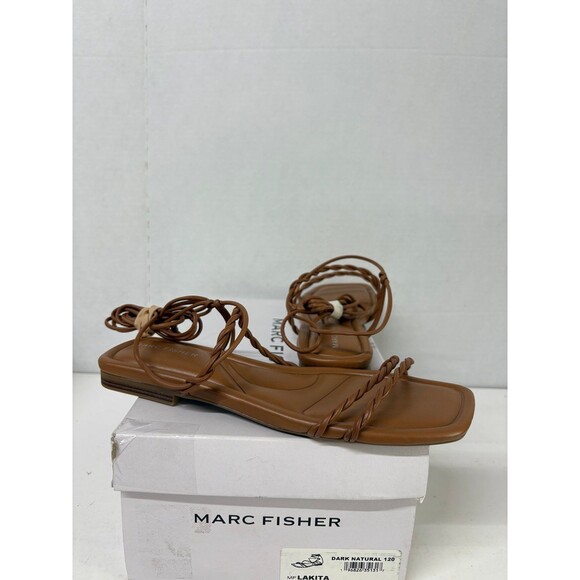 Marc Fisher Women's Lakita Dark Natural Gladiator Sandals Shoes Strappy Size 8M - Picture 1 of 6